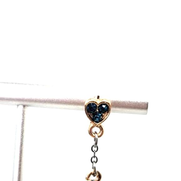 Whimsical Tea Cup Spilling Gold Tone Chains & Crystals Dangle Earrings - Picture 4 of 7